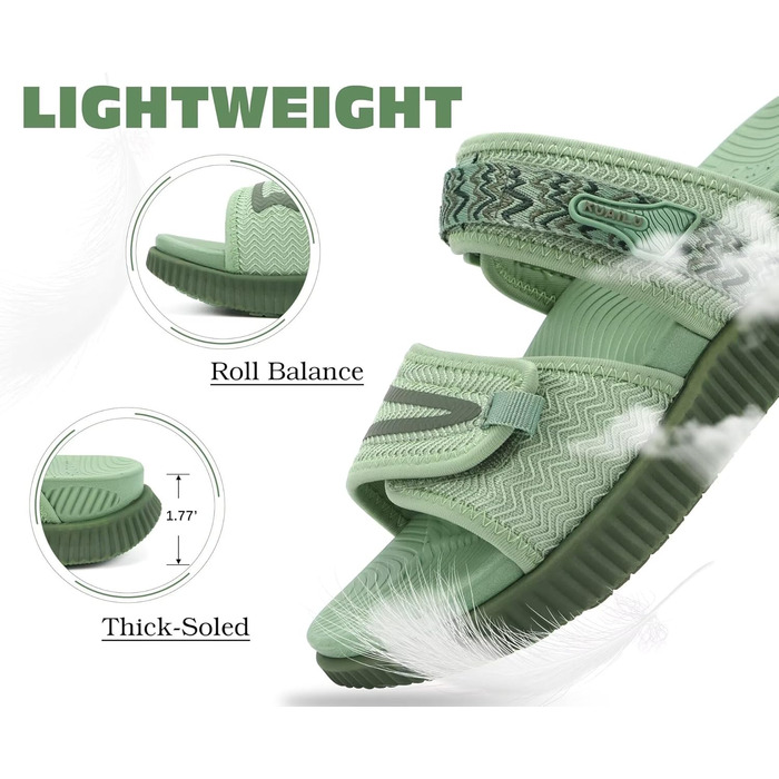 Спортивні сандалі KuaiLu жіночі з м'якою устілкою, ортопедичні для підтримки підошви, зелені, розмір 41 EU