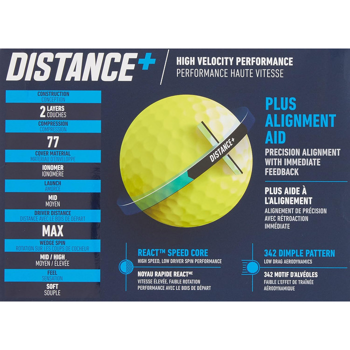 Гольф м'ячі Taylormade Distance+ 2021, для великої дальності, 12 шт.