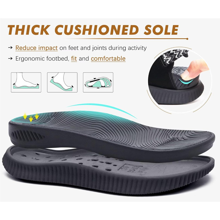 Сандалії жіночі KuaiLu для трекінгу та відпочинку: ортопедичні, зручні, дихаючі, літні, з регулюванням на липучці, для плоскостопості, чорні, 43 EU