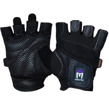 Рукавички для важкої атлетики Meister Damen Fit Grip, шкіра Amara, чорні, розмір M