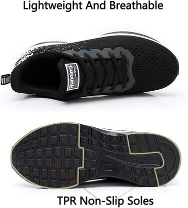 AFFINEST Легкі кросівки для бігу та спорту жіночі, чорні, сітка, антиковзаюча підошва, амортизація, розмір 42 EU