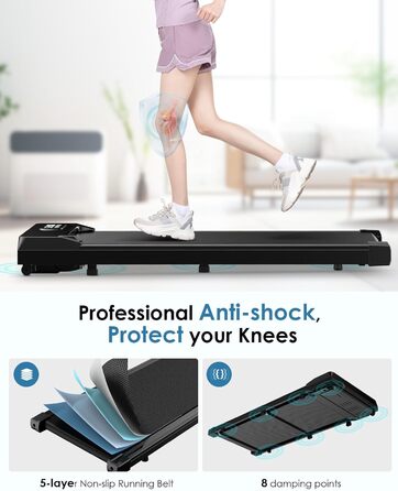 Тренажер для ходьби HomeFitnessCode Walking Pad з нахилом - біговий килимок для дому та офісу, чорний