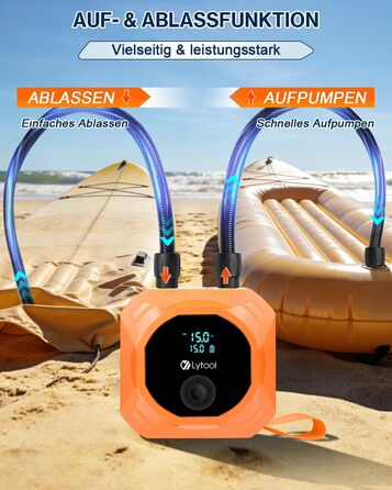 Електричний акумуляторний насос для SUP Lytool 50 PSI, компресор 12V DC та Type-C з функцією автостопу та LED-підсвіткою для сапбордів, човнів, каяків та кайтсерфінгу