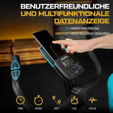 Велотренажер TREX SPORT TX-350MB RIZE, магнітний, 10 рівнів навантаження, пульсометр, 5 висот сидіння, до 120 кг, чорний