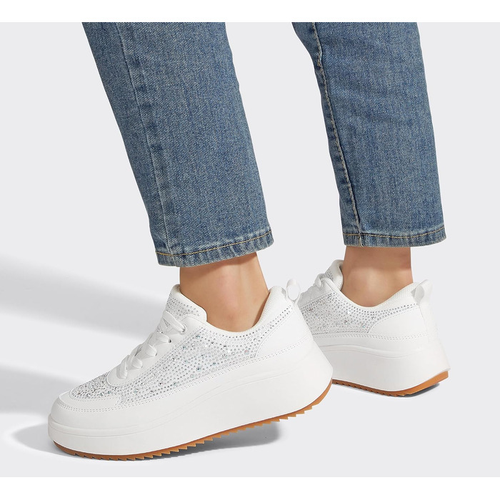 Кросівки жіночі Lucky Step на платформі з камінням, білі - стильні кежуал для прогулянок