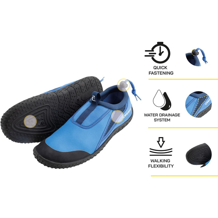 Взуття Cressi Coco Shoes - Швидковисихаючі водяні черевики для скель, моря, пляжу. Підходять для серфінгу, басейну та водних видів спорту, унісекс (синій, темно-синій, 41.5 EU)