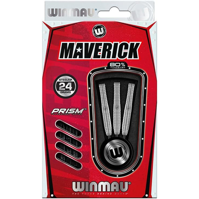 Професійний набір дротиків WINMAU Maverick 24 г, сталевий наконечник, вольфрам, з оперенням і шафтами