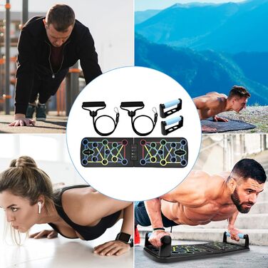 Лежанка для віджимань складана з еластичними тросами для тренувань м'язів та фітнесу