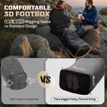 Спальний мішок Mummy Ultralight 4 сезони, військовий, вітрозахисний для кемпінгу, туризму, подорожей з капюшоном та кишенею для телефону, чорний