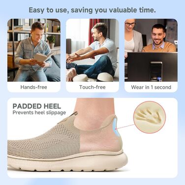 Чоловічі кросівки без шнурків Slip-on, сітка, дихаючі, легкі, для бігу та спорту, зручні, Outdoor, джогінгові (46 EU, 1645 Khaki)