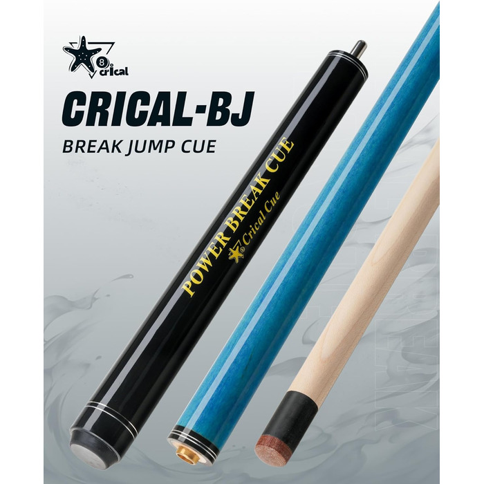 Crival Jump-Break-Queue (3 частини), 137.2 см, клен, насадка 13.2 мм, професійний більярдний кий для пулу, синій