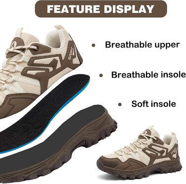 Чоловічі трекінгові черевики для хайкінгу та кемпінгу, 44 EU, бежево-коричневі