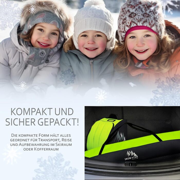 Набір дитячих лиж BambiniWelt 125 см: лижі, чохол для лиж та черевиків, рюкзак для лиж, чорний/рожевий