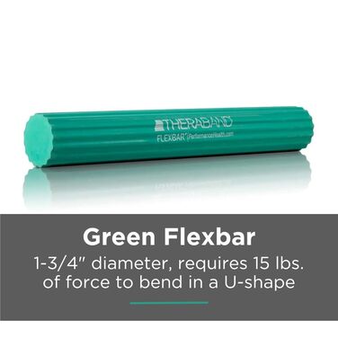Тренувальний еспандер TheraBand FlexBar, гнучкий стік для реабілітації та зміцнення м'язів передпліччя та кисті, середній рівень опору, зелений, універсальний розмір