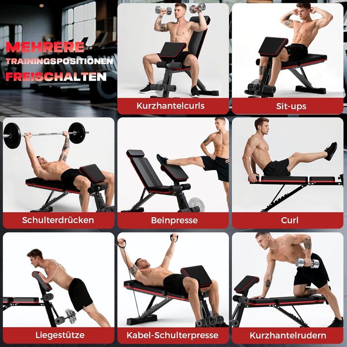 Багатофункціональна розкладна лава для гантелей 12 в 1, регульована фітнес-лава для вправ на прес та римський стілець, витримує до 400 кг, для домашніх тренувань