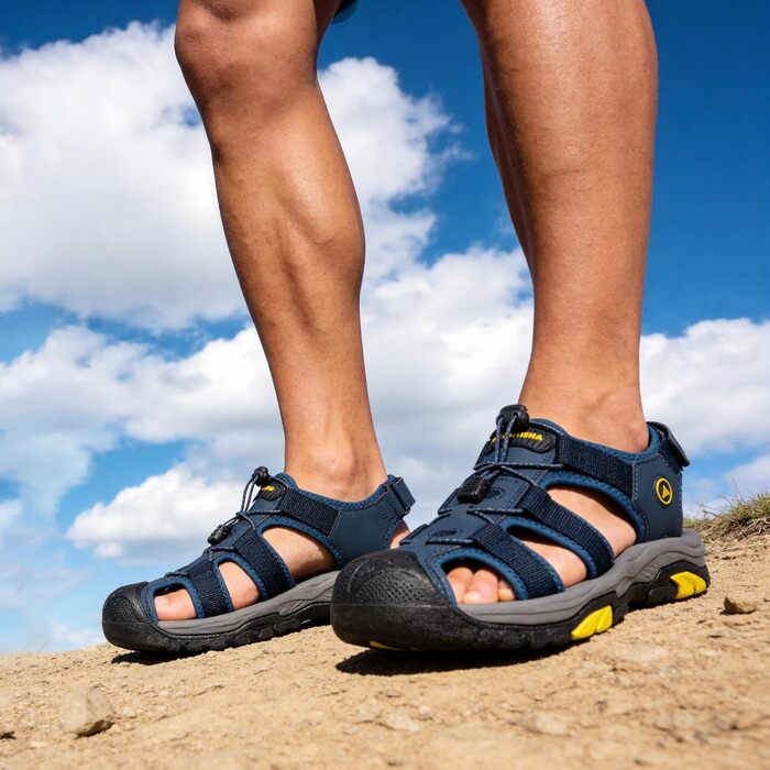 Чоловічі сандалі Mishansha закриті, дихаючі, водонепроникні, протиковзкі для активного відпочинку, розмір 43 EU, темно-сині