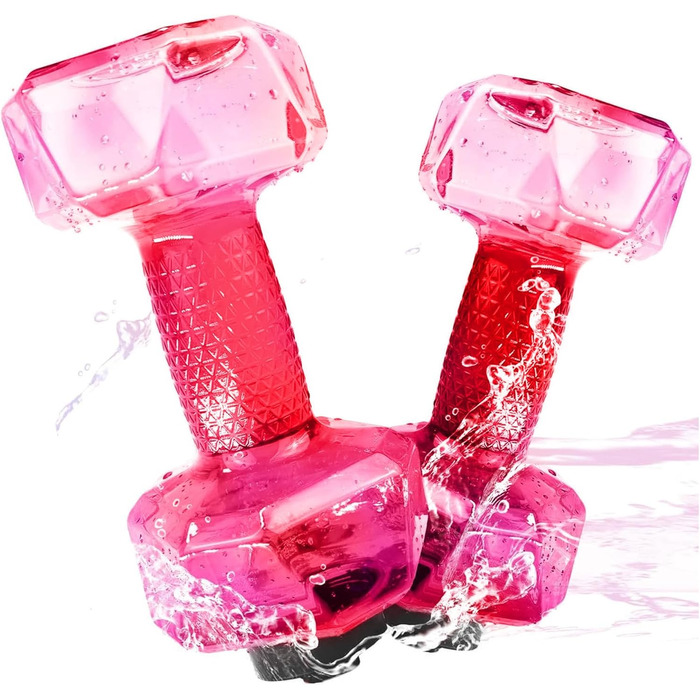 Водні ваги Fstcrt для плавання, покращені PE-гантелі, опір у воді, обладнання для аквааеробіки з неслизькою ручкою для акватерапії, фітнесу в басейні, водних вправ (рожевий)