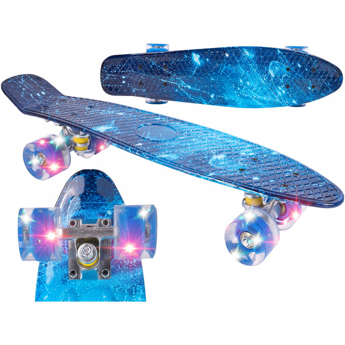 Дитячий скейтборд FISZKA Drift 56 см зі світловими LED-колесами, дизайн 