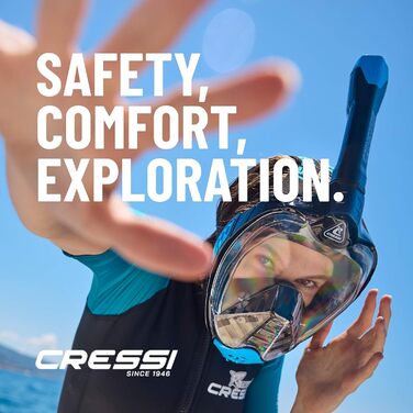 Маска для снорклінгу CRESSI Java Full Face – повна маска, антизапітніння, силікон, сухий снорк, білий/чорний, L-XL