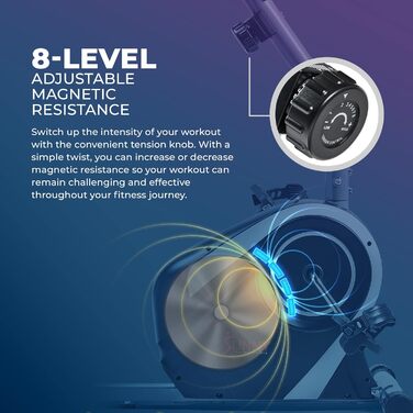 Магнітний велотренажер Sunny Health & Fitness SF-RB4616S для дому, 8 рівнів навантаження, LCD-монітор, вимірювання пульсу, до 136 кг