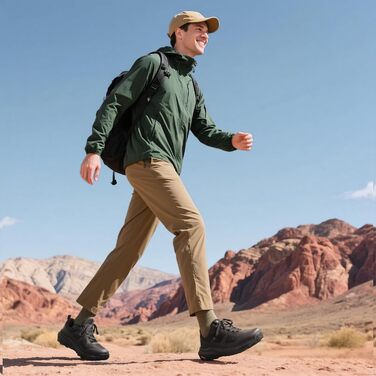 Чоловічі водонепроникні трекінгові черевики NORTIV 42 EU, чорні. З підтримкою склепіння стопи для туризму, кемпінгу, тенісу та активного відпочинку