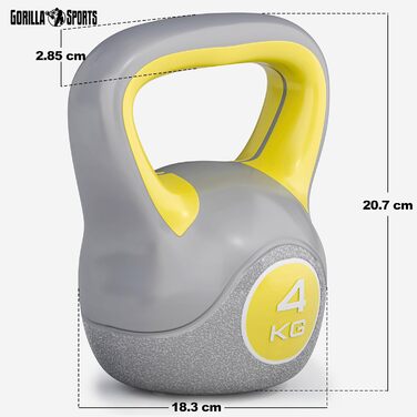 Гиря GORILLA SPORTS пластиковa, 2-20 кг, для фітнесу, окремо або набором