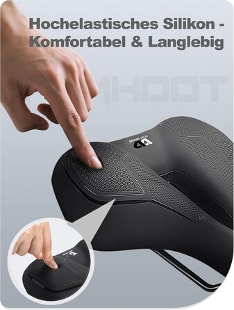 PRMHOOT Велосипедне сідло для чоловіків та жінок з Memory Foam, зручне, м'яке, ергономічне, дихаюче, амортизуюче. Підходить для електровелосипедів, MTB, шосе, міських велосипедів (Чорний)