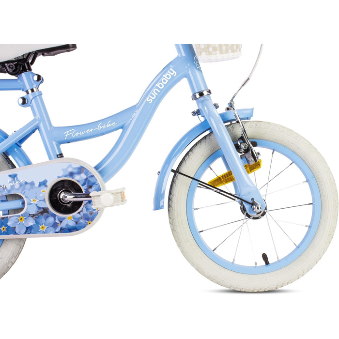 Дитяче велосипед Sun Baby Flower Bike для дівчаток, 14 дюймів, знімний ручка-штовхач, 2-6 років (Блакитний)