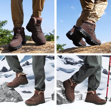 Чоловічі зимові черевики FLARUT: теплі, водонепроникні, для хайкінгу та трекінгу (колір: темно-коричневий, розмір: 39 EU)