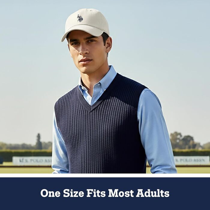 Чоловіча бейсболка U.S. Polo Assn. з логотипом Pony, 100% бавовна, регульована, біла (One Size)