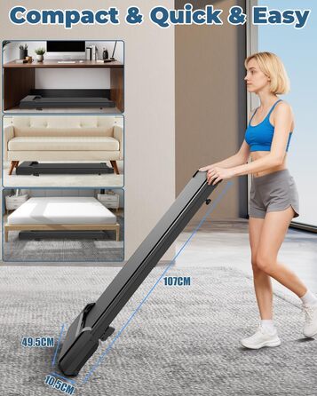 Бігова доріжка Walking Pad для дому: складана, тиха, до 120 кг, 1-8 км/год, кут нахилу 6°, для офісу та фітнесу