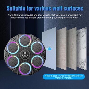 Музична боксерська машина з LED-підсвіткою та Bluetooth, настінна ціль для боксу, 9 режимів швидкості та режим підрахунку, для дорослих та дітей