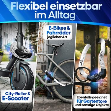 NEXTCOVER LockOne: надійне велозамкa з ключем - висока безпека, міцна ланцюгова конструкція, 3 ключі (відбиваючий, кодовий замок)