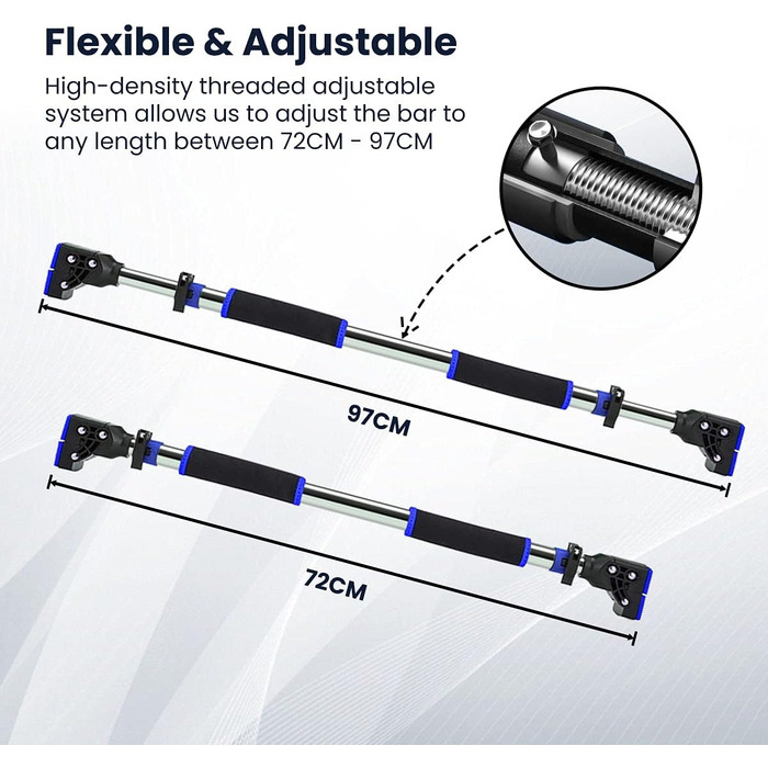 Климмер для турніків ROMIX на двері, регульований 72-97 см, максимальне навантаження 200 кг, з інструкцією для тренувань