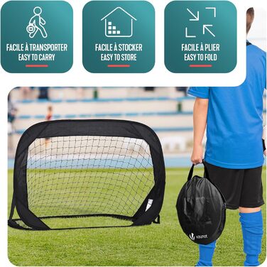 Набір футбо́льних воріт Pop-Up Vounot 2 шт., 120 x 80 x 80 см, з сумкою, для дітей, портативні, розкладні, для саду, вулиці та тренувань