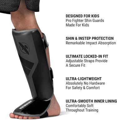 Захисники ніг Hayabusa S4 для Муай Тай, MMA, Кікбоксинг, бойові мистецтва, розмір S/M, темно-сірий