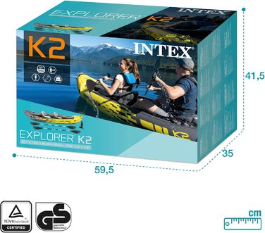Каяк Intex Explorer K2 для двох осіб: надувний комплект з веслами та насосом