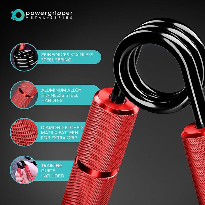 Тренажер для кисті RPM Power PowerGripper металевий, 200 фунтів, для зміцнення кистей, зап'ясть і передпліччя, червоний