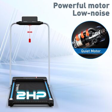 CITYSPORTS Складне електричне бігове полотно WP3 з підлокітниками, Bluetooth та аварійною зупинкою, швидкість до 12 км/год, чорно-синій колір