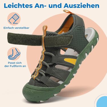 Сандалі дитячі SAGUARO закриті трекінгові для хлопчиків, літні, для активного відпочинку, зелені, розмір 36 EU