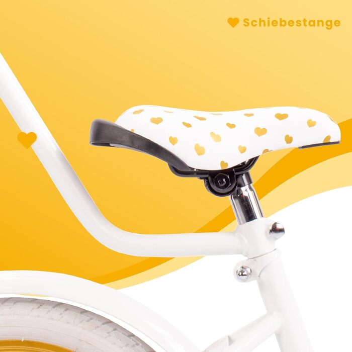 Дівчача дитяча велосипед Sun Baby Heart Bike 12/14/16 дюймів, знімний ручка-штовхач, для дітей 2-6 років (білий золото, 16 дюймів)