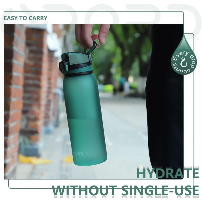 Спортивна пляшка для води Opard 900 мл з герметичним кришкою, Tritan, без BPA, для фітнесу (блакитно-сірий градієнт), швидке пиття