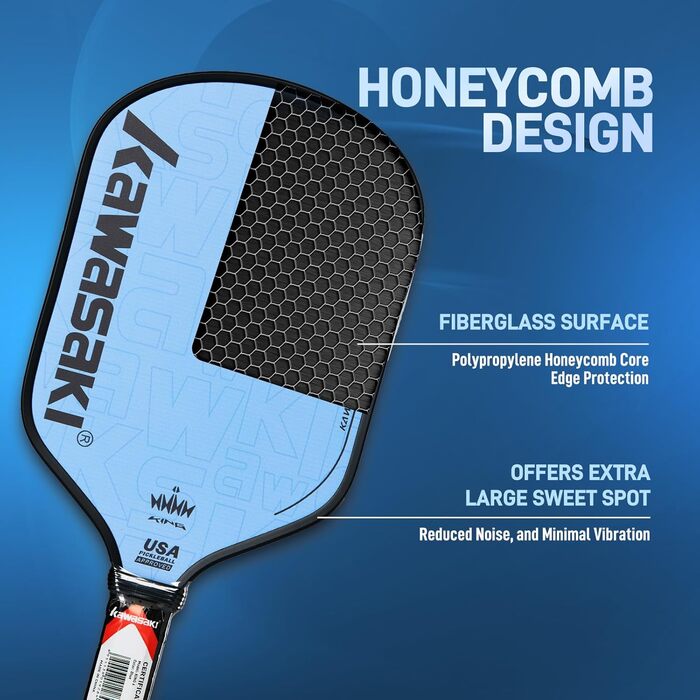 Рікетбол ракетка Kawasaki T700 з карбоновою поверхнею 14 мм, серцевиною з PP Honeycomb (CFS), схвалена USAPA, для змагань, з чохлом/намотуванням (серія King 6) Коричнева