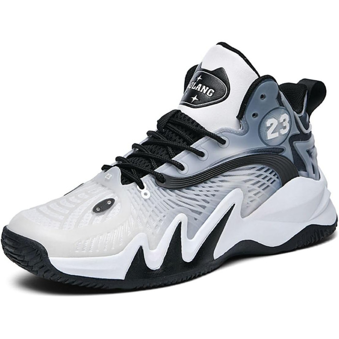 Унісекс баскетбольні черевики для занять спортом, дихаючі, амортизуючі, антиковзкі, для підлітків, для бігу та тренувань (45 EU, білі)