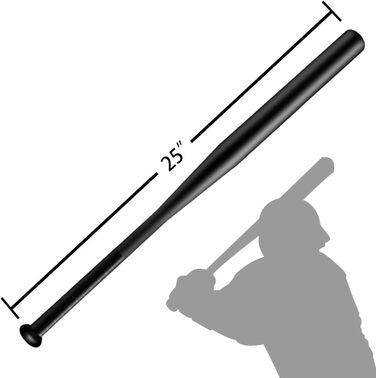 Бейсбольна бита сталева 25 дюймів з чохлом, чорна