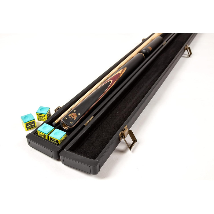 Більярдний кий BCE Heritage Sapele Snooker, магоні, ¾ розміру, 145 см - наконечник 9,5 мм, з подовжувачем 15 см та жорстким кейсом + аксесуари: наконечники ROS Elch, кубик крейди та крейда Riley