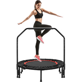 Трамплін для фітнесу LIFERUN Ø101 см, вантажопідйомність 150 кг, з 3 регульованими рівнями ручок, червоний