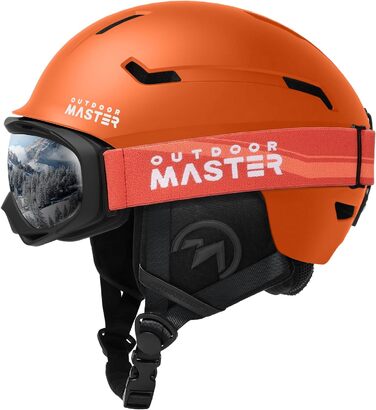 Гірськолижний шолом OutdoorMaster з маскою для дорослих, 12 вентиляційних отворів, матовий помаранчевий, розмір L (58-61 см), для лиж і сноуборду, унісекс