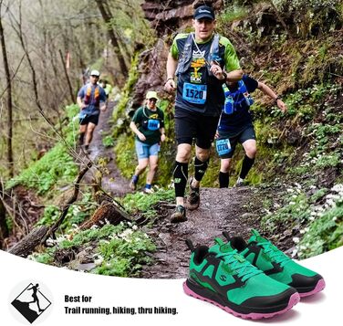 Чоловічі кросівки для трейлраннінгу HOBIBEAR | Трекінг, хайкінг | Широкий носок, не слизькі | 47 EU, Зелений