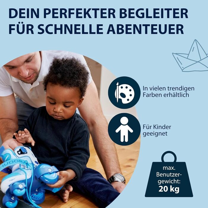 Роликові ковзани HUDORA My First Quad для дітей (26-29, Цянь) - розмір регулюється, великі колеса